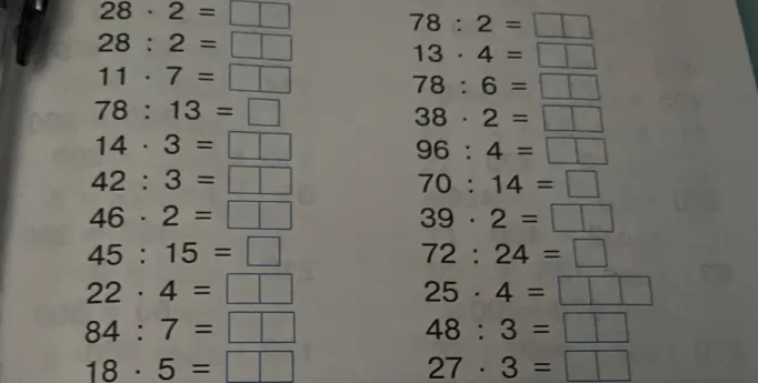 28 · 2 =