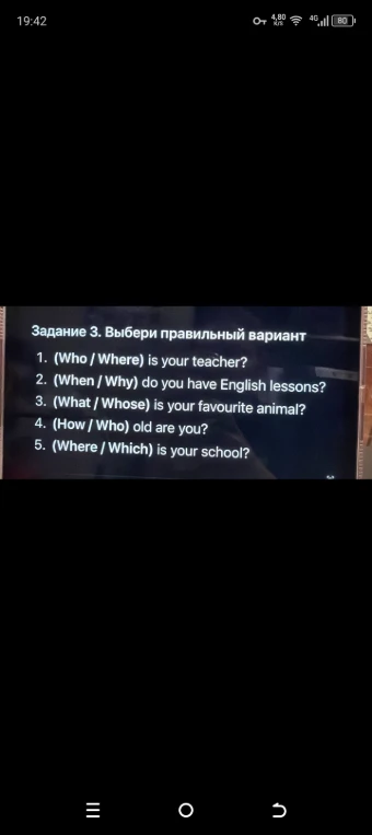 Задание 3. Выбери правильный вариант