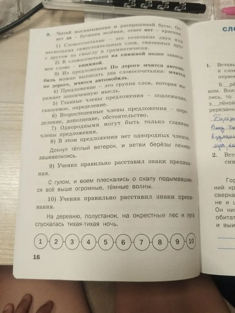 Читай высказывания и раскрашивай бусы. Ответ да – бусинка зелёная, ответ нет – красная.