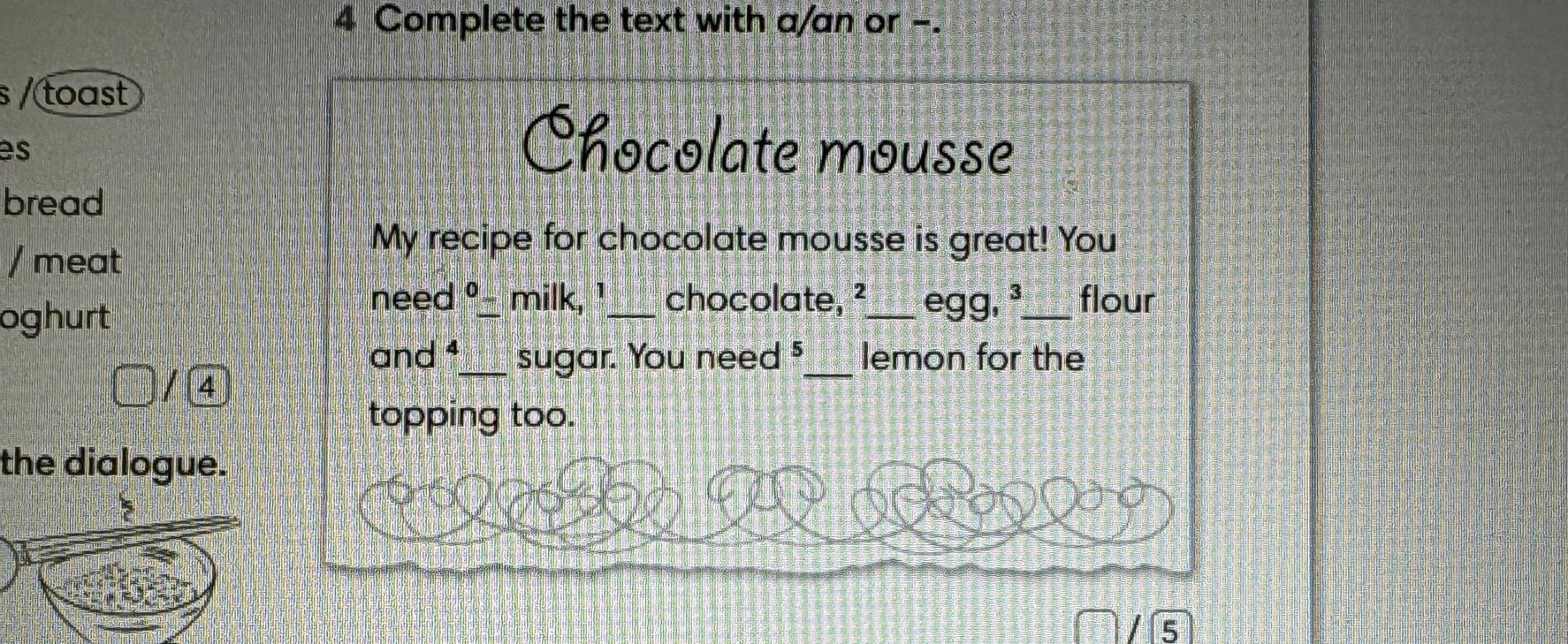 Complete the text with a/an or -.