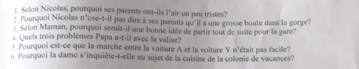 Selon Nicolas, pourquoi ses parents ont-ils l'air un peu tristes?
