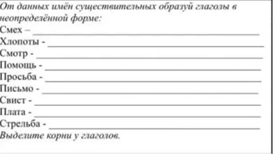 От данных имён существительных образуй глаголы в неопределённой форме: Смех — ...