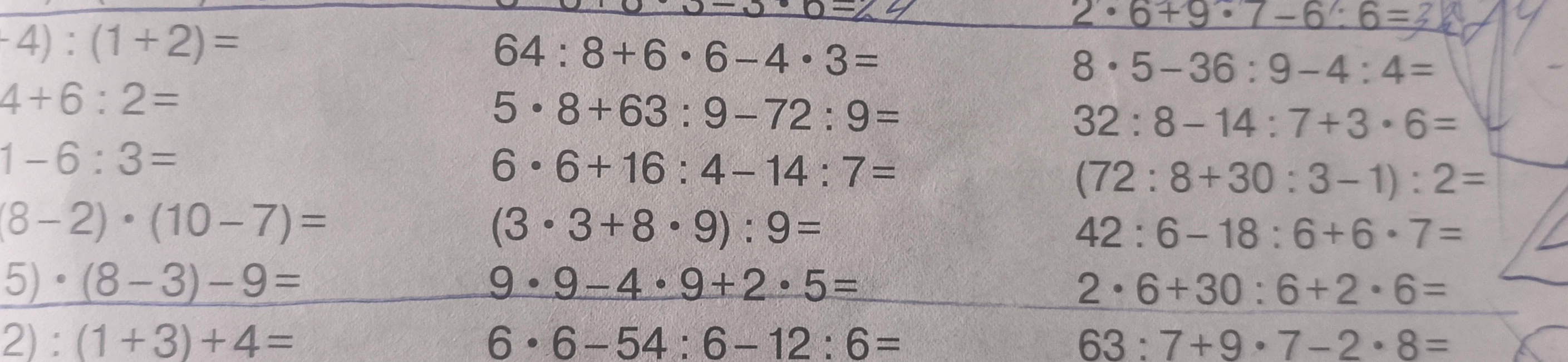 64 : 8 + 6 * 6 - 4 * 3 =