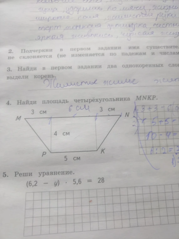 Найди площадь четырёхугольника MNKP.