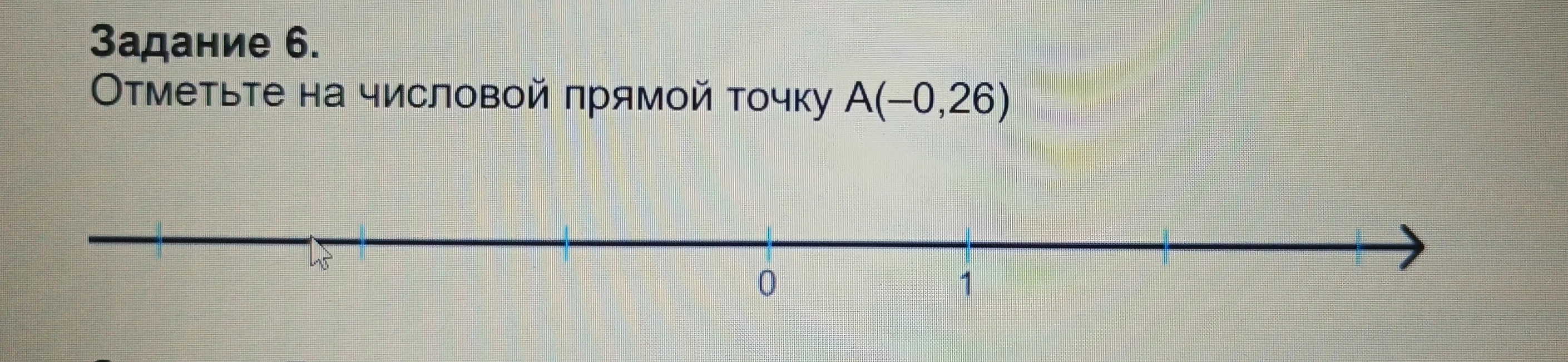 Отметьте на числовой прямой точку A(-0,26)