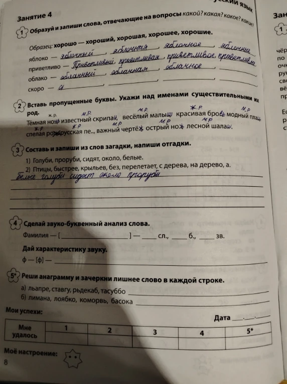 Образуй и запиши слова, отвечающие на вопросы какой? какая? какое? какие?