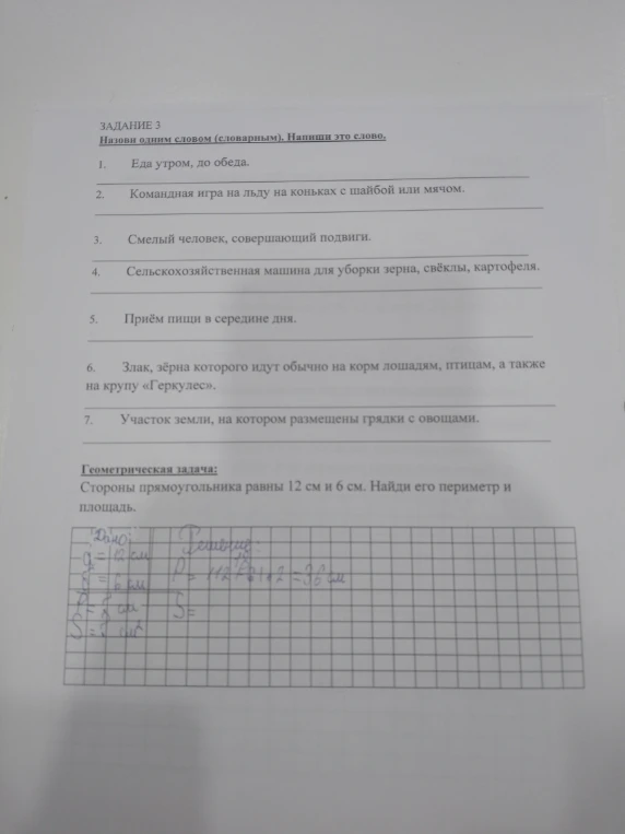 ЗАДАНИЕ 3 Назови одним словом (словарным). Напиши это слово.