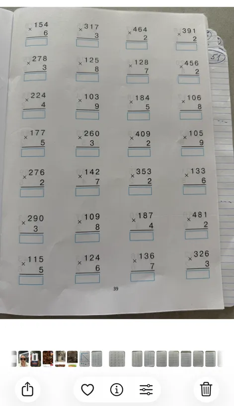 Решите примеры на умножение в столбик: 154*6, 317*3, 464*2, 391*2 и другие.