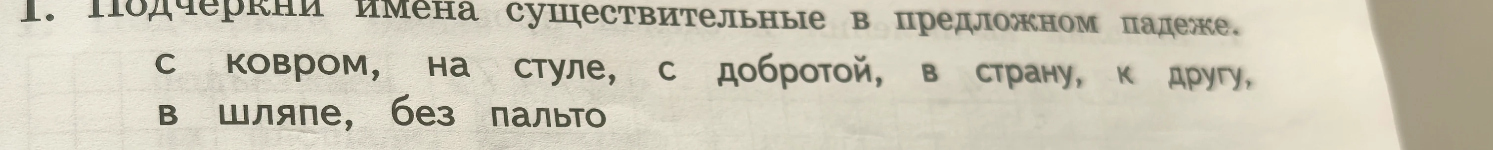 1. Подчеркни имена существительные в предложном падеже.