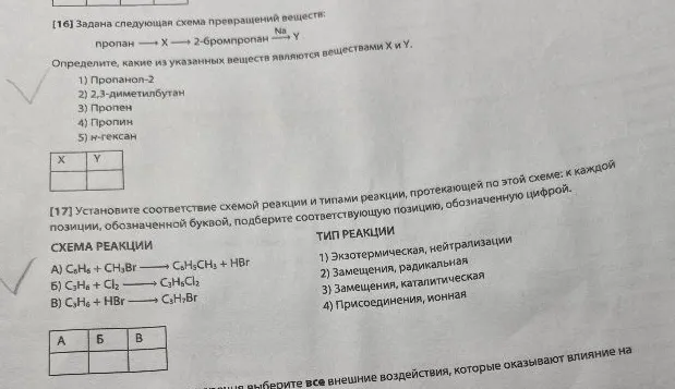 [16] Задана следующая схема превращений веществ: пропан → X → 2-бромпропан → Na → Y