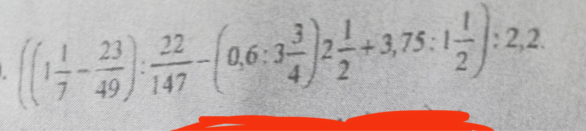 ((1 1/7 - 23/49) : 22/147 - (0.6 : 3 3/4) * 2 1/2 + 3.75 : 1 1/2) : 2.2