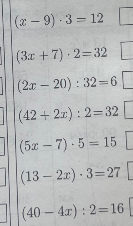 (x - 9) * 3 = 12
