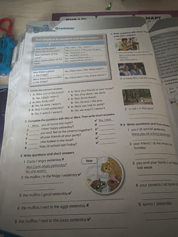 Complete the questions with Was or Were. Then write short answers.