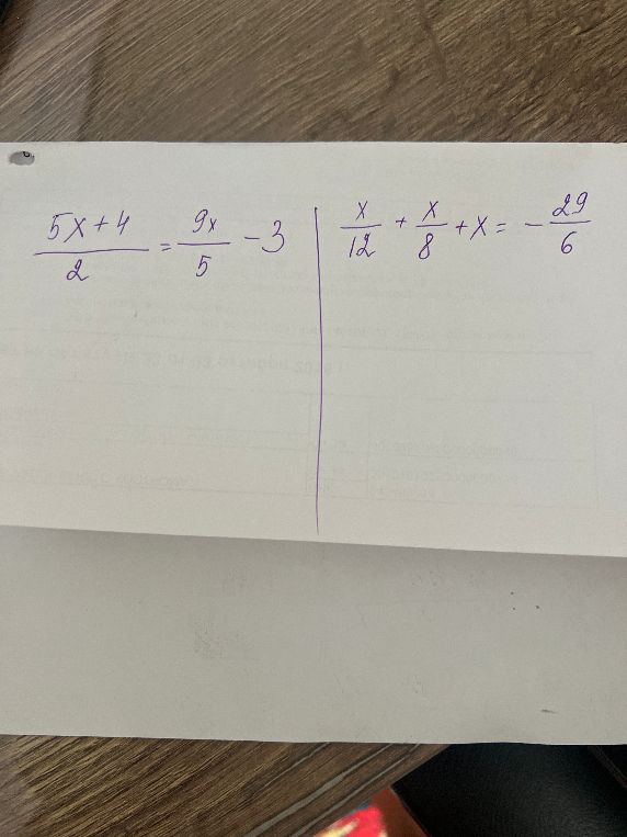 5x+4/2 = 9x/5 - 3; x/12 + x/8 + x = -29/6