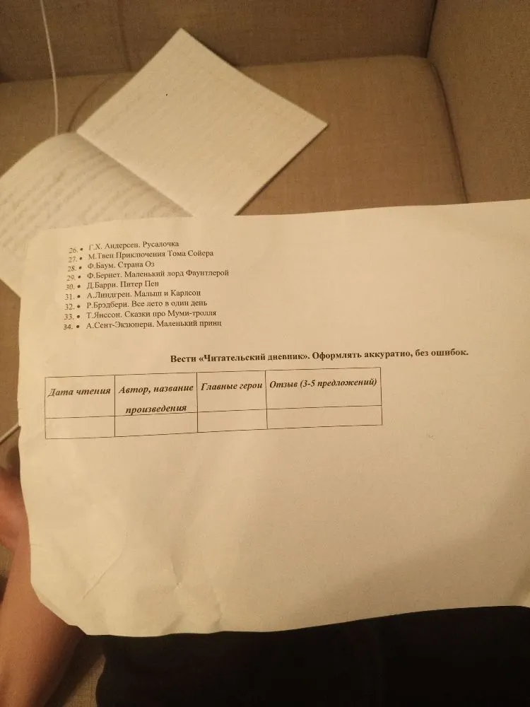 Вести «Читательский дневник». Оформлять аккуратно, без ошибок.