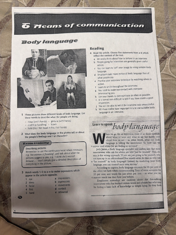 Read the article. Choose five statements from a-k which reflect the content of the text.