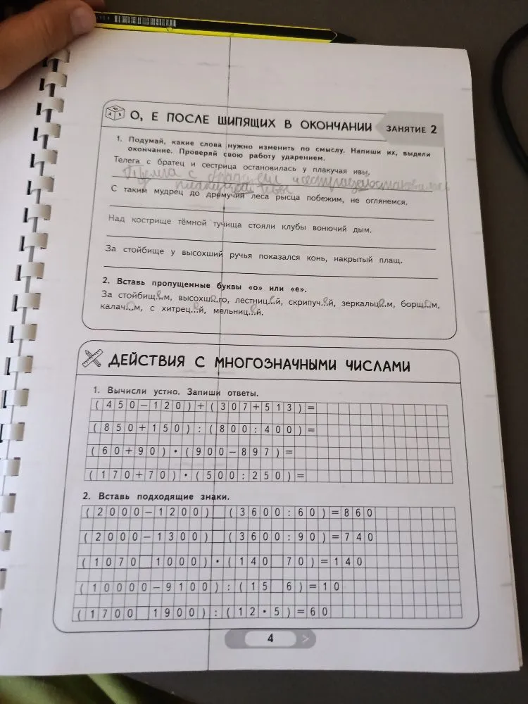 Подумай, какие слова нужно изменить по смыслу. Напиши их, выдели окончание. Проверяй свою работу ударением.