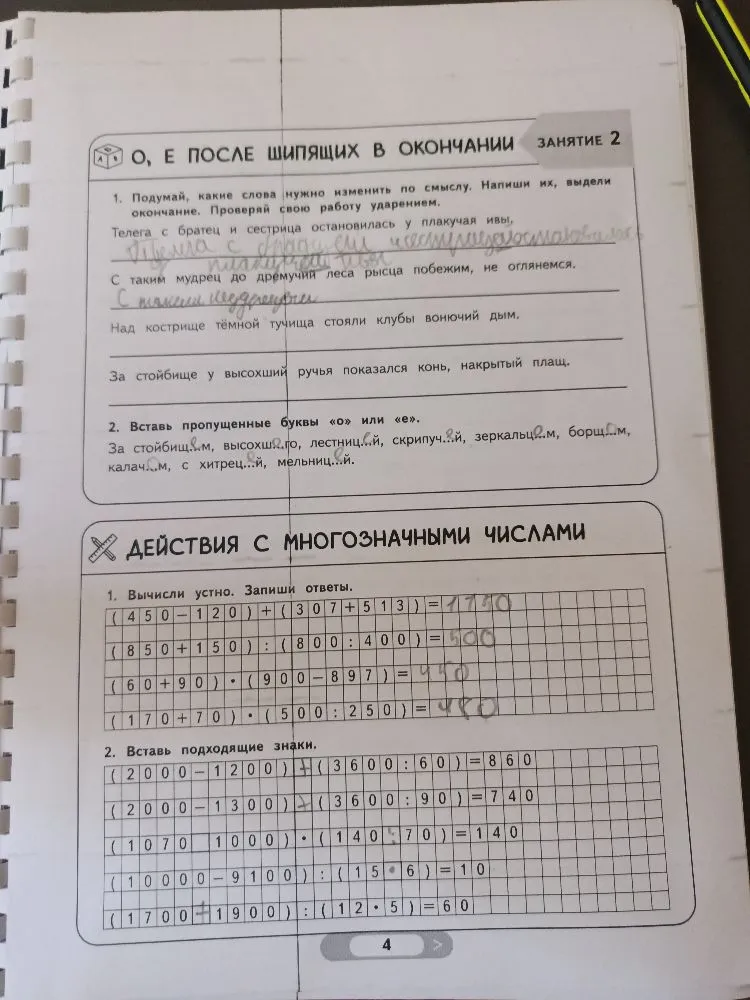 Допущение: Восстановление пропущенных знаков в примерах и исправление грамматики в предложениях.
