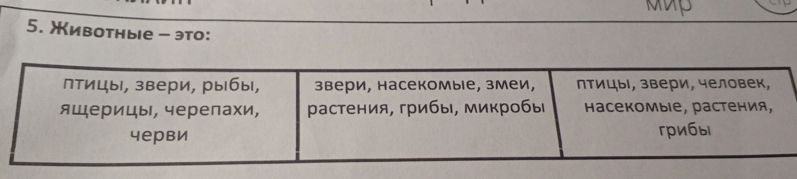 5. Животные – это: