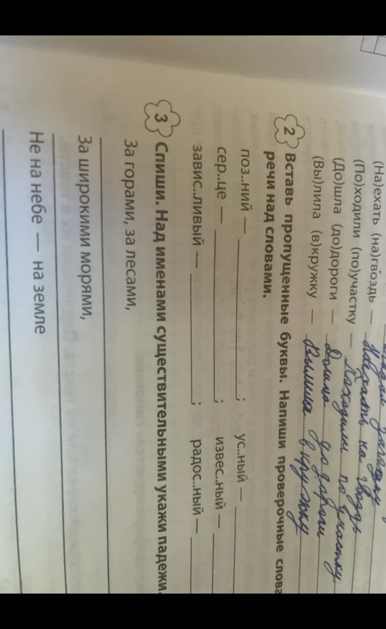 Вставь пропущенные буквы. Напиши проверочные слова.