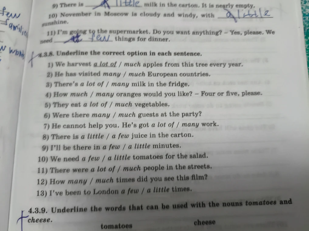 4.3.8. Underline the correct option in each sentence.