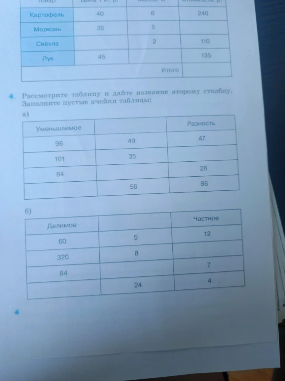 Рассмотрите таблицу и дайте название второму столбцу. Заполните пустые ячейки таблицы: