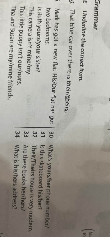 Underline the correct item.