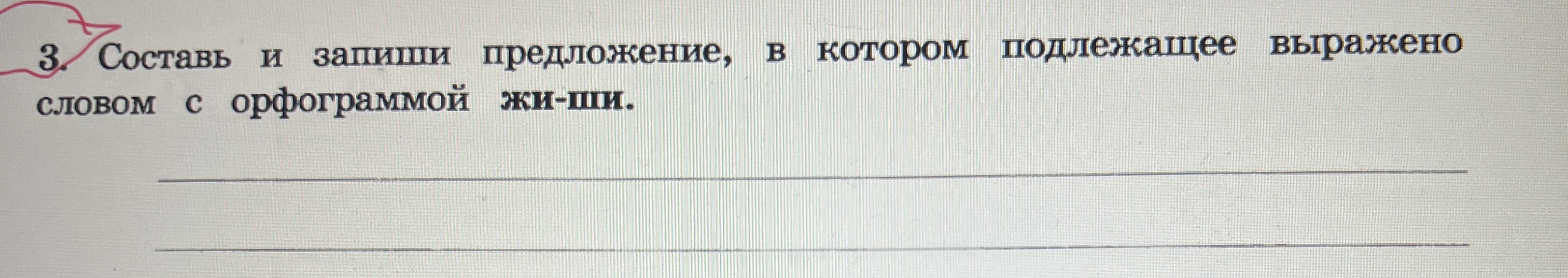 Составь и запиши предложение, в котором подлежащее выражено словом с орфограммой жи-ши.