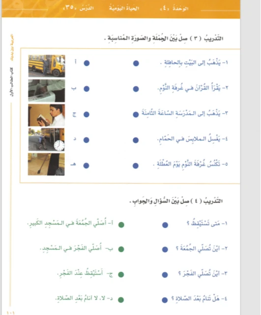 صل بين الجملة والصورة المناسبة