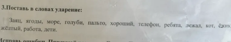 3.Поставь в словах ударение: