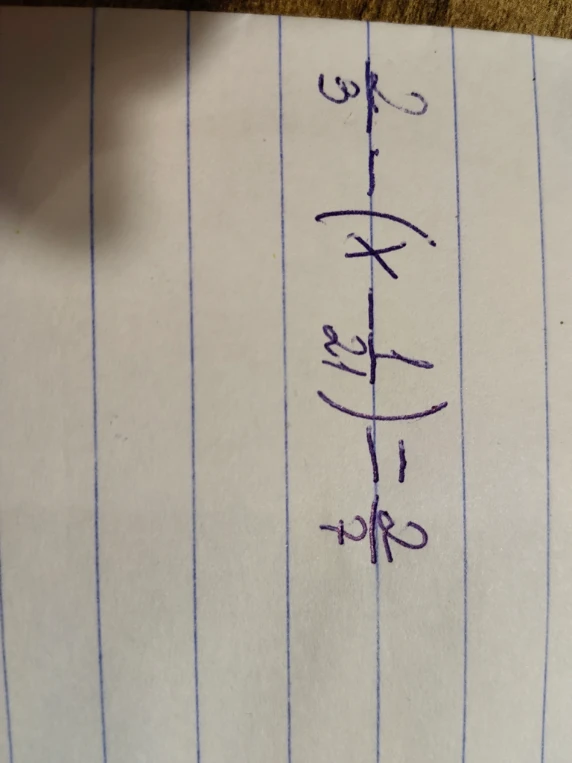2/3 - (x - 1/21) = 2/7