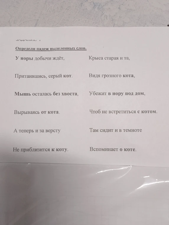 Определи падеж выделенных слов.