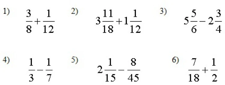 1) 3/8 + 1/12
