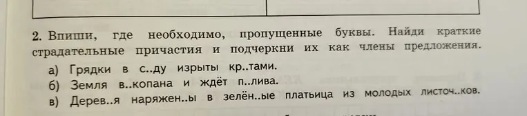 Впиши, где необходимо, пропущенные буквы. Найди краткие страдательные причастия и подчеркни их как члены предложения.