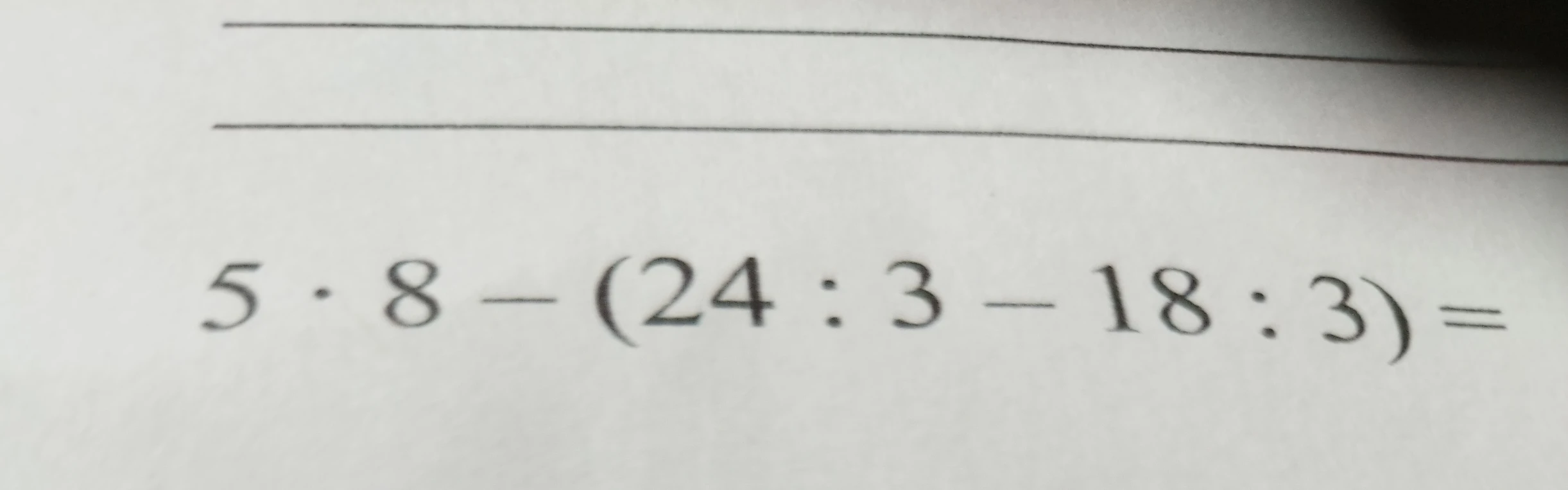 5 * 8 - (24 : 3 - 18 : 3) =