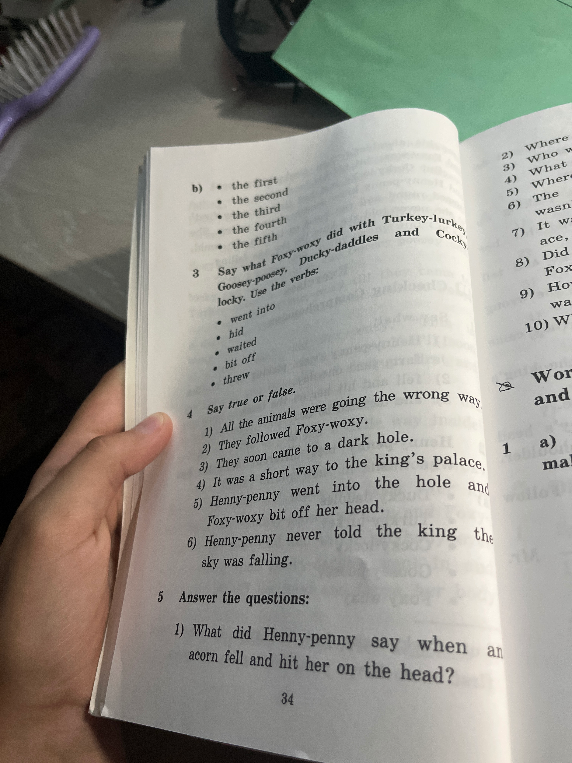 Say what Foxy-woxy did with Turkey-lurkey, Goosey-poosey, Ducky-daddles and Cocky-locky. Use the verbs: