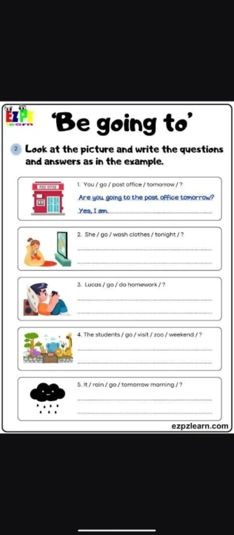 Look at the picture and write the questions and answers as in the example.