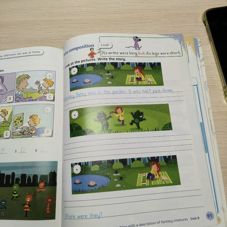 Look at the pictures. Write the story.
