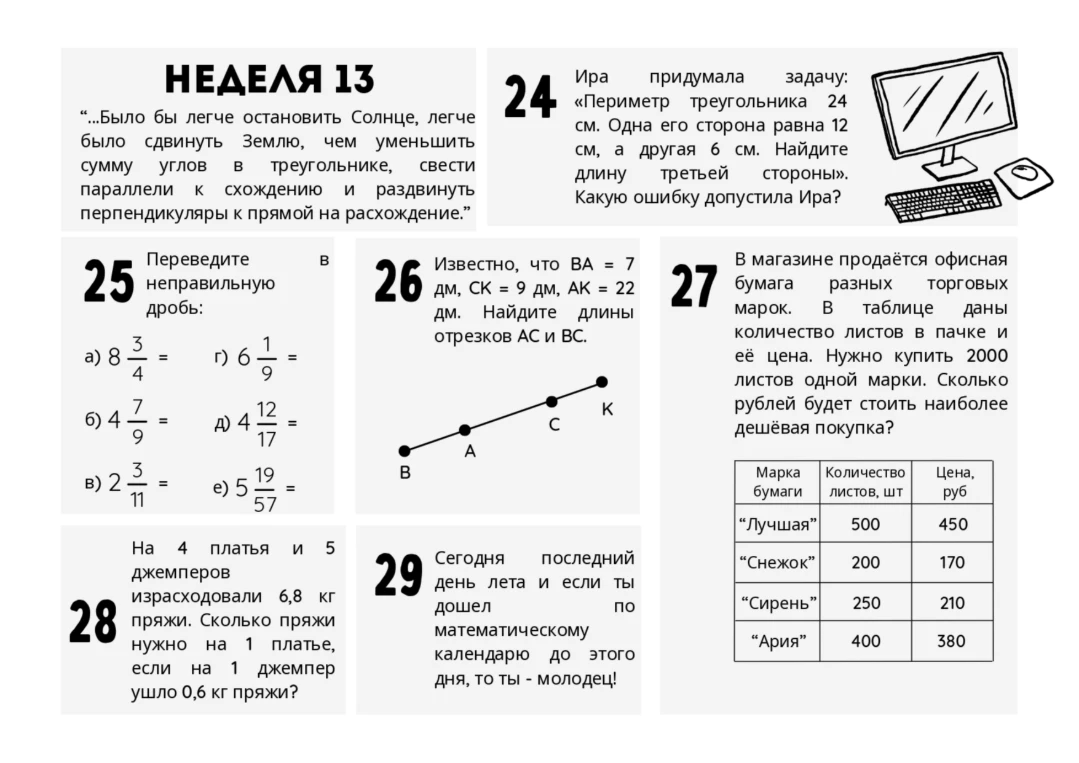 Ира придумала задачу: «Периметр треугольника 24 см. Одна его сторона равна 12 см, а другая 6 см. Найдите длину третьей стороны». Какую ошибку допустила Ира?