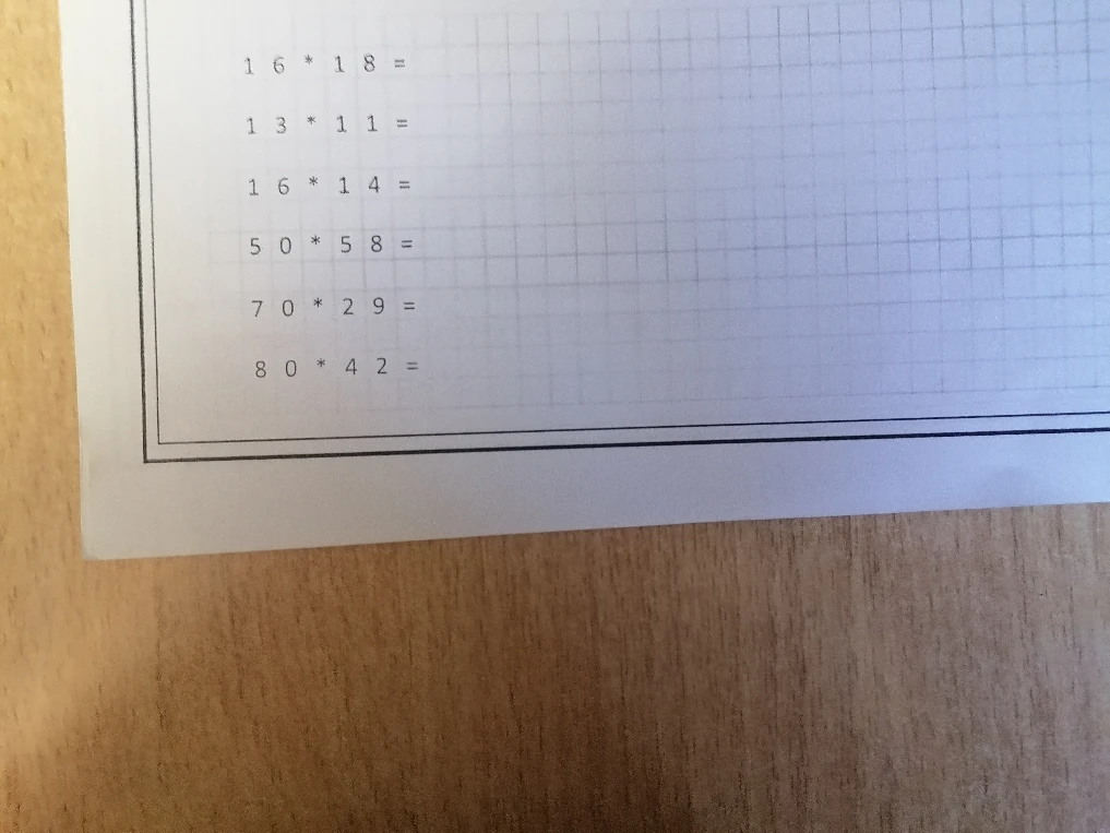 16 * 18 = 13 * 11 = 16 * 14 = 50 * 58 = 70 * 29 = 80 * 42 =