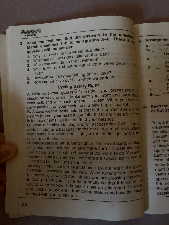 Read the text and find the answers to the questions. Match questions 1–6 to paragraphs A–E. There is one question with no answer.