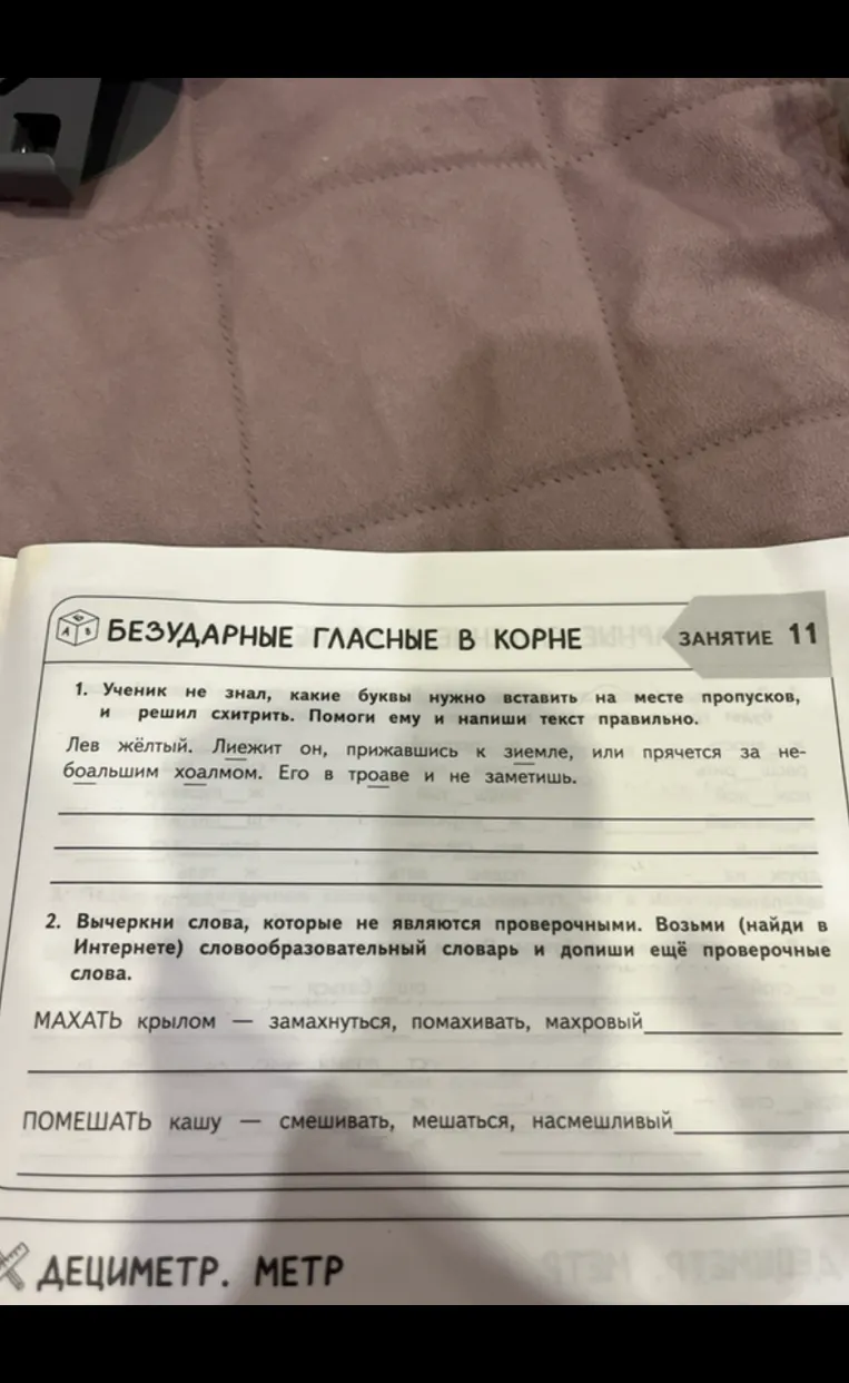 Ученик не знал, какие буквы нужно вставить на месте пропусков, и решил схитрить. Помоги ему и напиши текст правильно.
