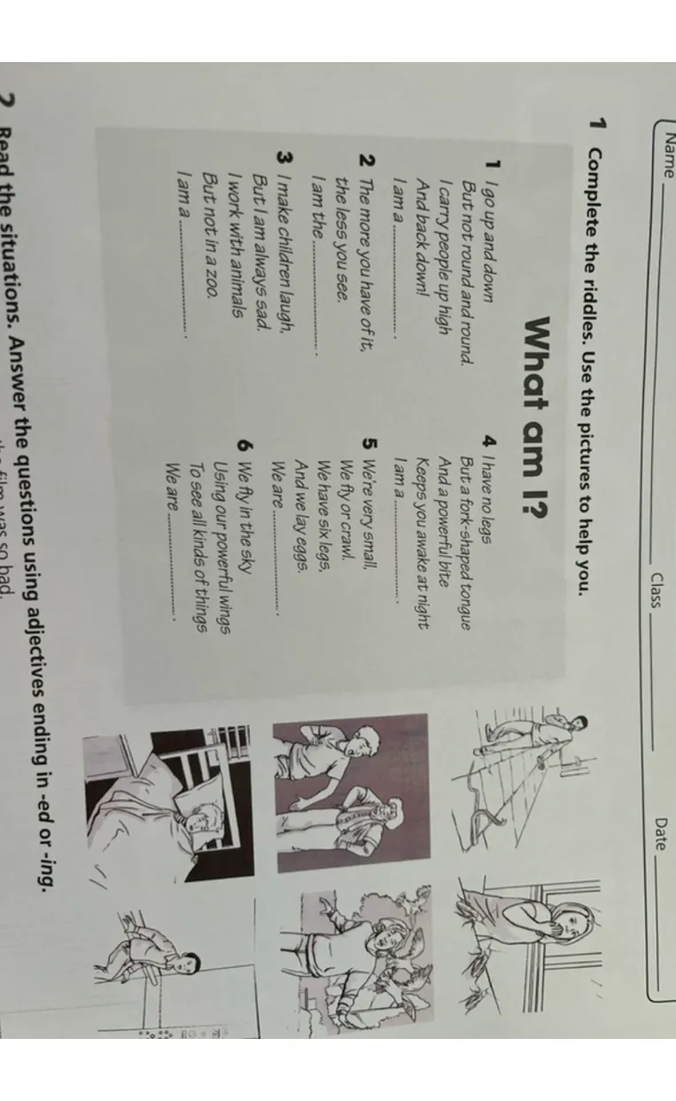 1 Complete the riddles. Use the pictures to help you. What am I?