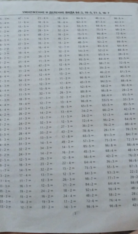 УМНОЖЕНИЕ И ДЕЛЕНИЕ ВИДА 64 : 2, 19 · 5, 51 : 3, 18 · 7