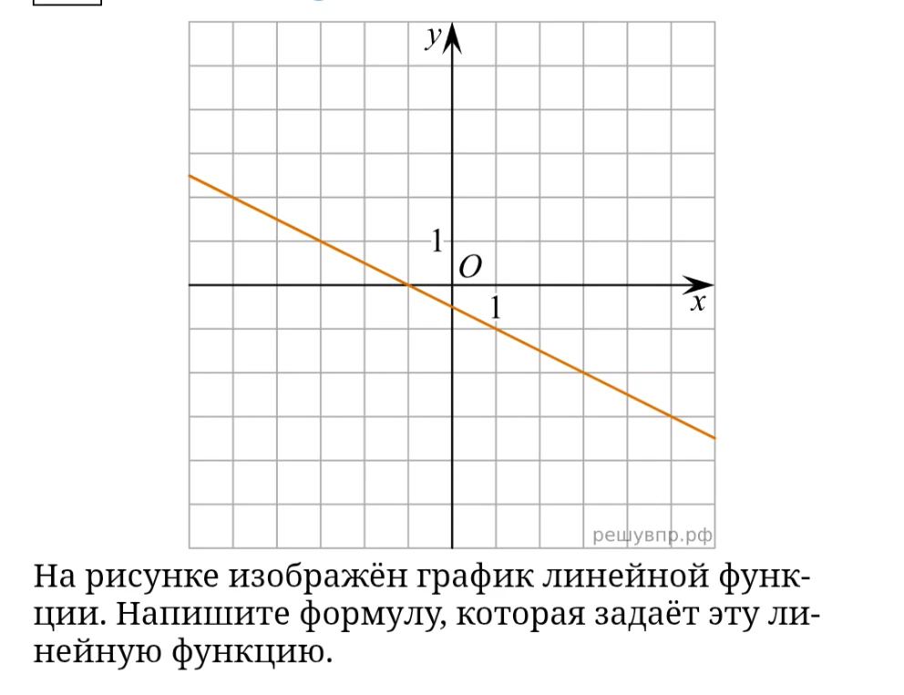 На рисунке изображён график линейной функции. Напишите формулу, которая задаёт эту линейную функцию.