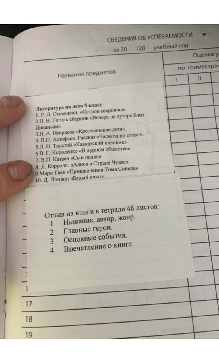Литература на лето 5 класс. Отзыв на книги в тетради 48 листов: 1. Название, автор, жанр. 2. Главные герои. 3. Основные события. 4. Впечатление о книге.