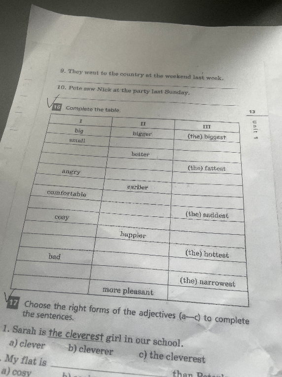 16. Complete the table.