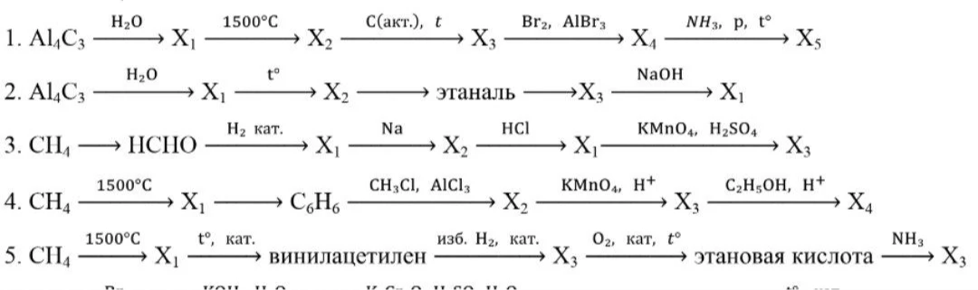 Решение цепочек превращений органических веществ.