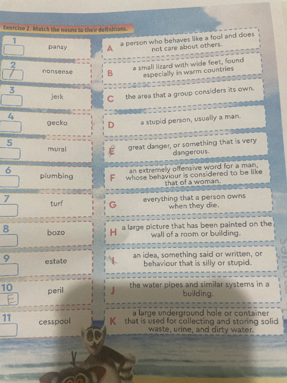 Exercise 2. Match the nouns to their definitions.