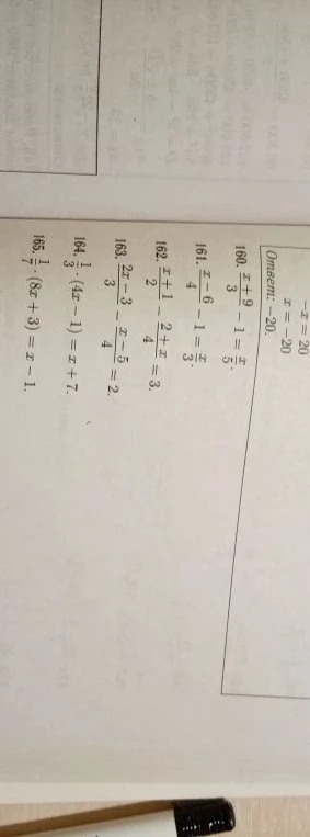 160. \frac{x+9}{3} - 1 = \frac{x}{5}